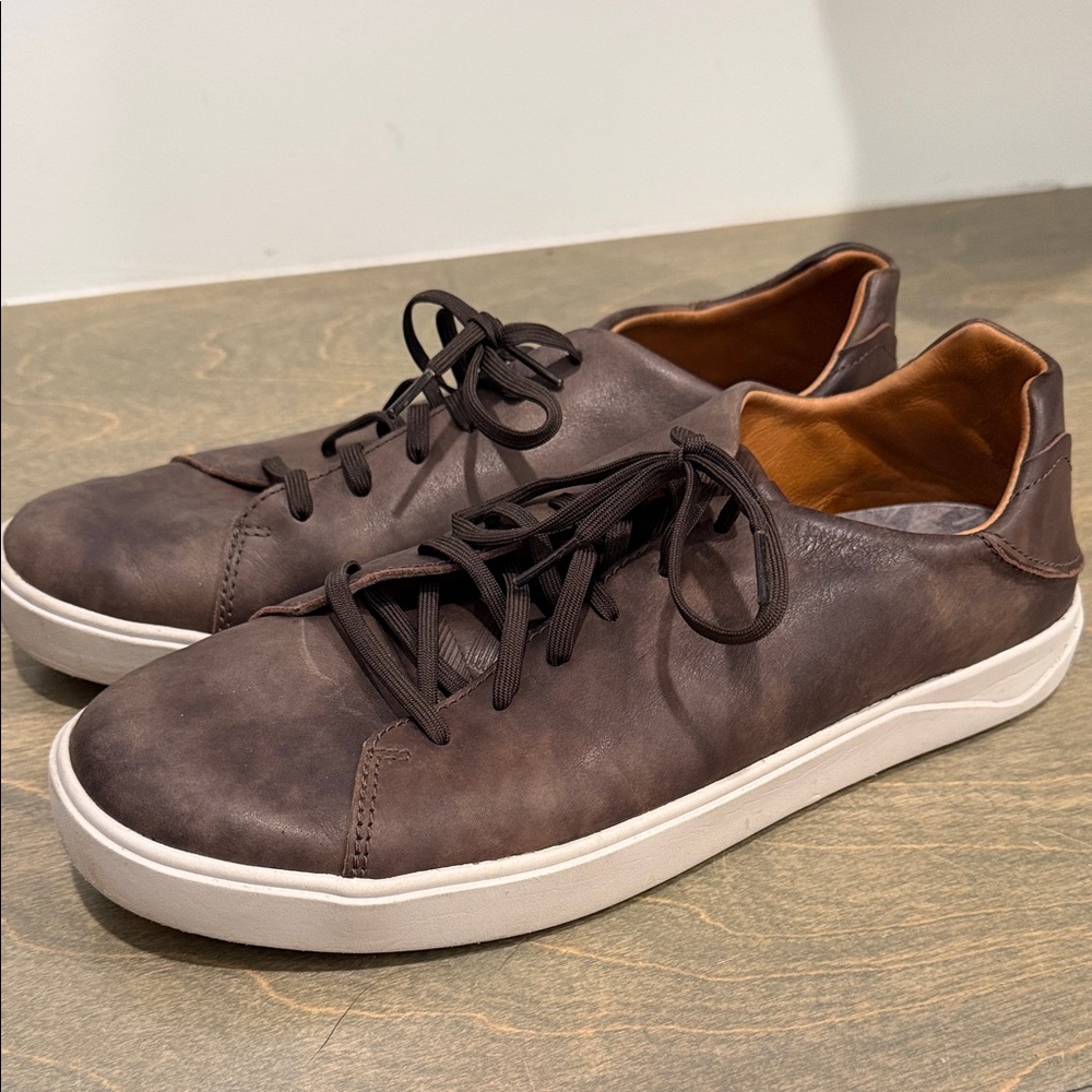 OluKai Dark Brown Leather Sneakers
